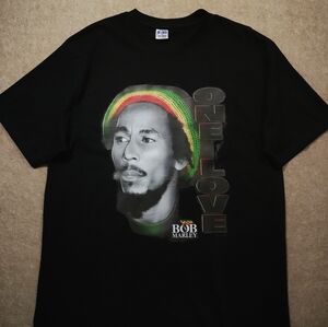 Caribbean Bob Marley One Love Graphic Black Tee -F
